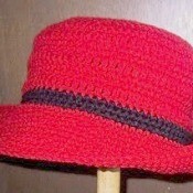 Crochet hat with brim.