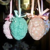 Hanging eggs.