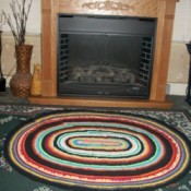 Rug on hearth.