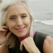 woman with long gray hair.