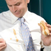 Man With Fresh Stain on Shirt