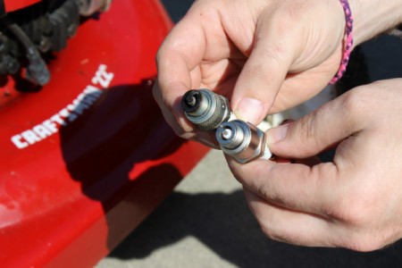 old and new spark plugs