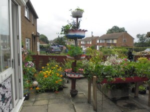 Tire tower planters.