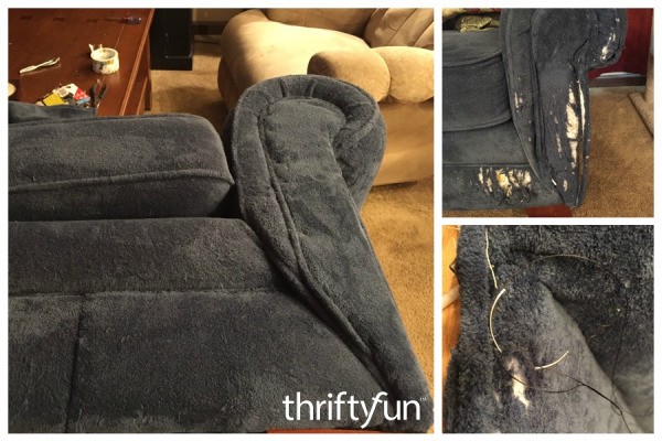 How can you repair a tear in upholstered fabric?