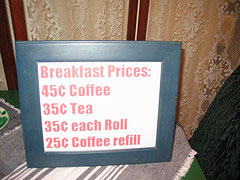 Breakast Prices As Conversation Piece