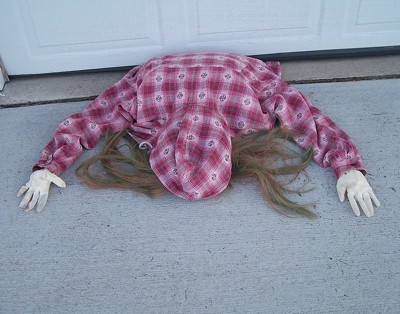 Halloween Decoration Caught Under The Garage Door Thriftyfun