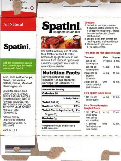 Lawry's Spatini Spaghetti Pasta Sauce Mix 15 Ounce Pack of 2