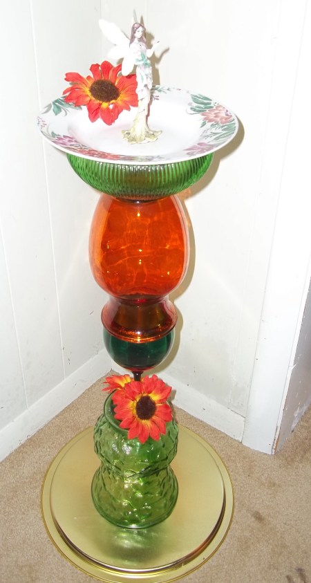 Photo of finished birdbath made from glass