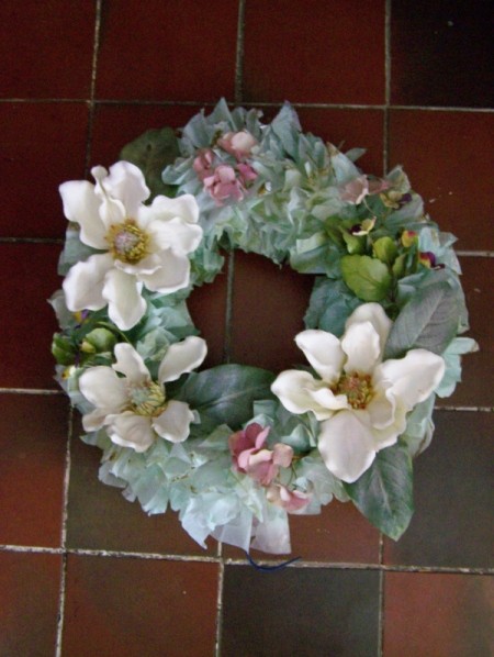 Photo of a Pale Green Plastic Bag Wreath