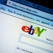 Computer screen on the online auction website, eBay.