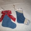 Mini denim Christmas stockings.