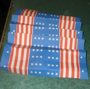 Stars and stripes paper that has been accordian folded.