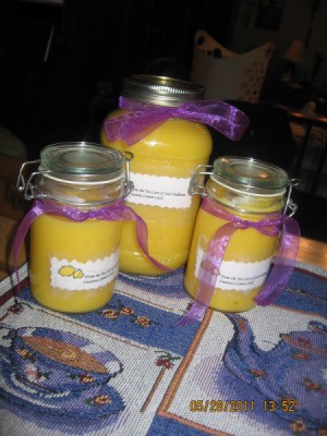 Jars of homemade lemon curd.