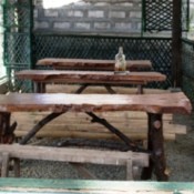 Tables made from the wood cut down from a tree.