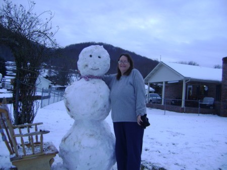 A classic snowman built during the winter of 2011 in Tennesee.