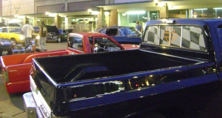 Trucks in a classic car show.