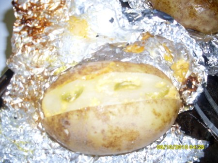 Potato stuffed with cheese and jalapeno, baked