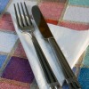 Fork and knife on a napkins