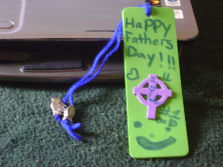 Foam Book Mark that says "Happy Father's Day"