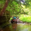 An ATV rider in the woods at MacMillan Creek in Conesus, New York