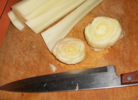 The end cut off a bunch of celery.