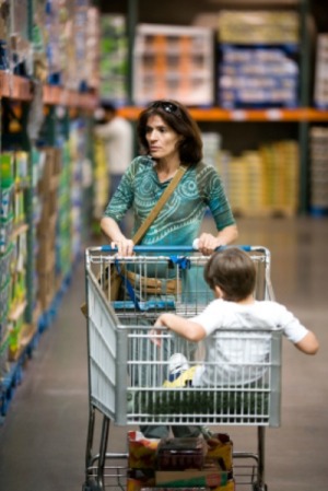 A woman shopping at a warehouse store.
