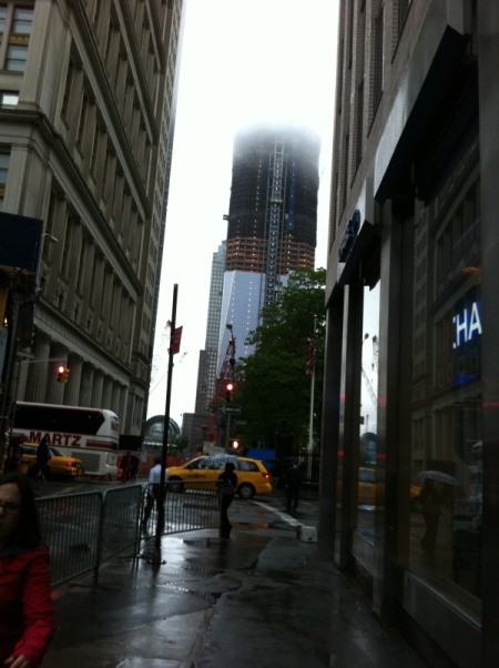 The World Trade Center 911 Memorial being constructed in New York City.