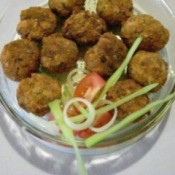 Salmon fritters in a bowl.