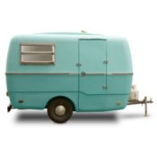 Sky Blue Retro Travel Trailer 3