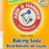 Up close photo of the front of a baking soda box