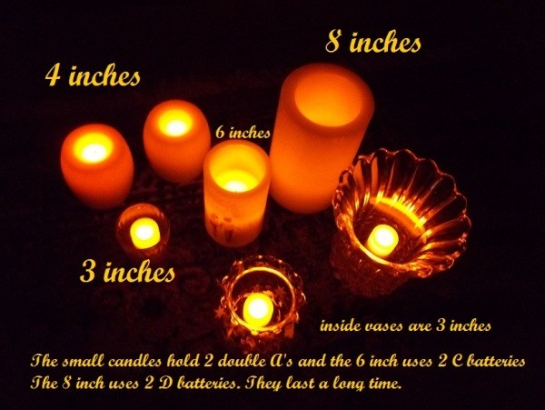 Group of Seven Various Orange Flameless Candles