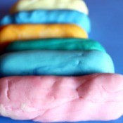 Rolls of colorful homemade playdough