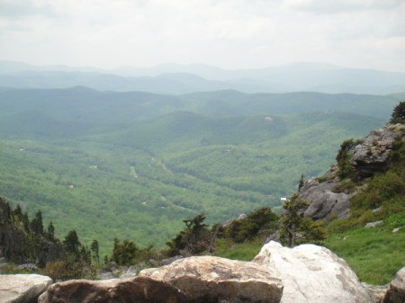 Mountain view with rocks in foreground