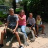 Tough Grandma on Alligator Sculpture with Grandkids