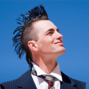 Man With Spiked Mohawk in a Suit and Tie
