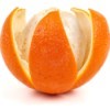 An orange being peeled.