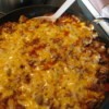 A skillet supper with hamburger, cheese and macaroni.