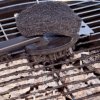 Brush cleaning charcoal grill