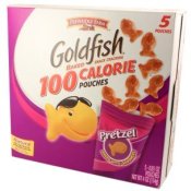 A box of Goldfish pretzels snacks.