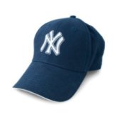 New York Yankees cap on white background.
