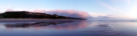 Pink and Blue Panorama of Oregon Coast