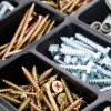 Screws stored in a compartment tray.