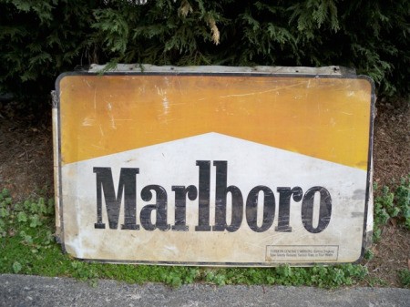 Old Marlboro cigarette sign.