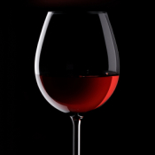 Red Wine in Crystal Glass on Black