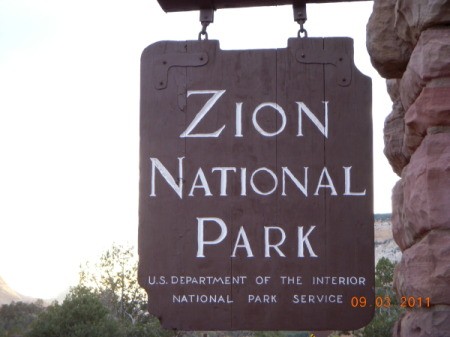 Park Sign for Zion National Park
