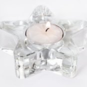 Star shaped glass candle holder.