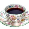 China tea cup and saucer with floral pattern.