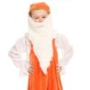 Child in an orange gnome costume.