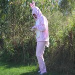 Easter bunny costume made with sweatsuit.