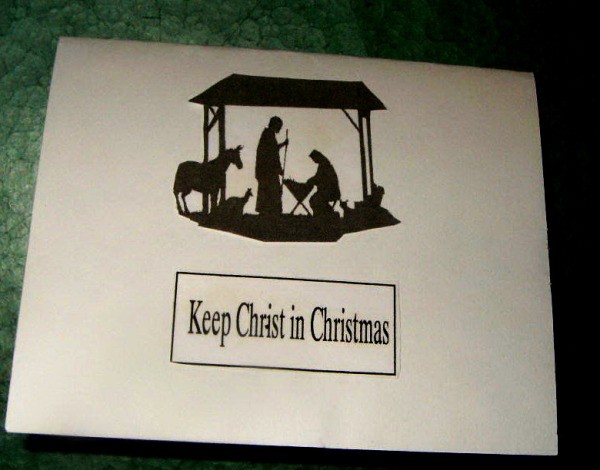 Nativity Christmas card - Finished card with words "Keep Christ in Christmas."